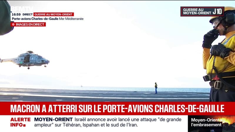 Emmanuel Macron atterrit sur le porte-avions Charles-de-Gaulle