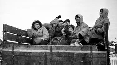 Une partie de l'expédition Dyatlov prise en photo par l'un de leurs appareils, en janvier 1959.