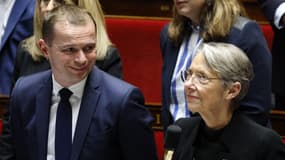 Olivier Dussopt et Élisabeth Borne à l'Assemblée nationale, ce mardi 7 février 2023.