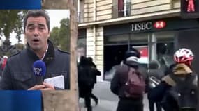 Des banques prises pour cibles lors de la manifestation intersyndicale à Paris
