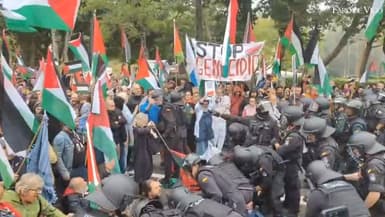Les manifestations pro-palestiniennes lors de la 16e étape de la Vuelta, le 9 septembre 2025.