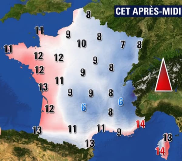 Les températures de ce mercredi l'après-midi Les températures de ce mercredi l'après-midi