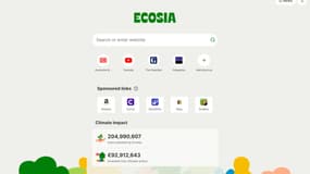 L'interface du navigateur internet d'Ecosia. 