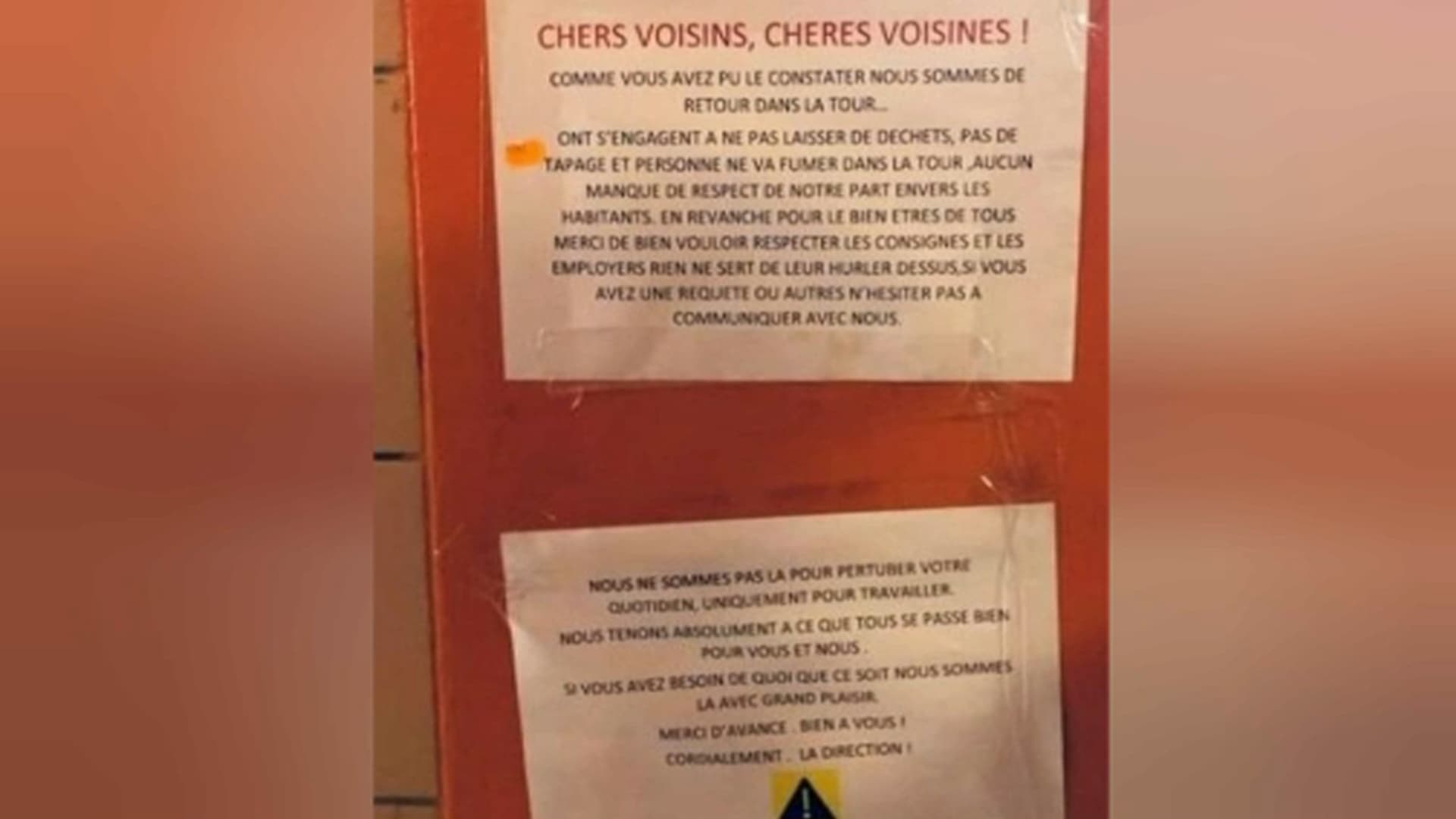 Le message placardé par les dealers