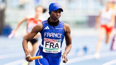 Sounkamba Sylla lors du relais 4x400m des championnats d'Europe d'athlétisme à Rome, le 11 juin 2024.