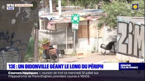 Paris: un bidonville installé le long du périphérique dans le 13e arrondissement