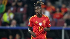 L'attaquant de l'Espagne Nico Williams en huitième de finale de l'Euro, 30 juin 2024
