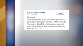 Le ministère des Affaires étrangères a ouvert un numéro pour donner des informations sur le crash d'Ethiopian Airlines.