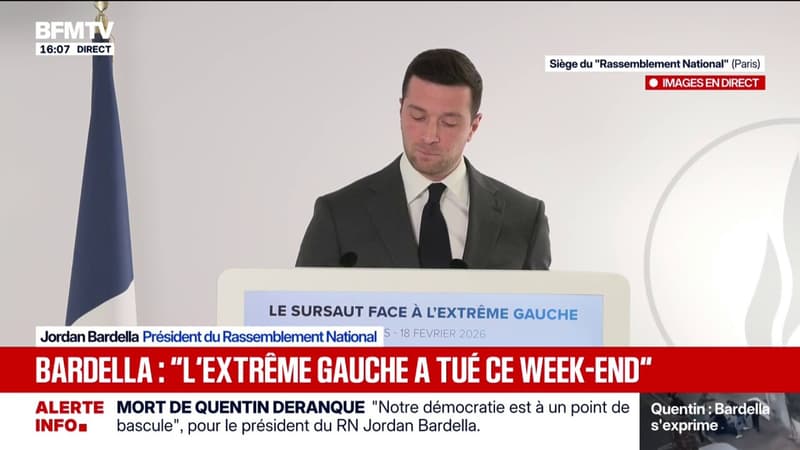 Mort de Quentin à Lyon: "les organisations d'extrême gauche ont pour point commun de théoriser l'utilisation de la violence", déclare Jordan Bardella