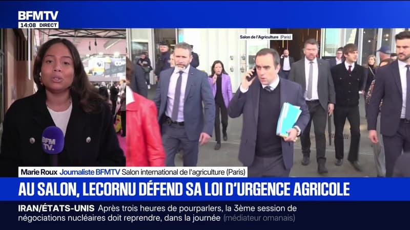 Au Salon de l'agriculture, Sébastien Lecornu défend le projet de loi d'urgence agricole