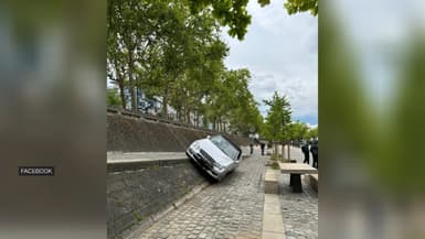 Un véhicule très mal stationné à Lyon.