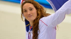 Camille Muffat au moment de sa victoire au JO de Londres