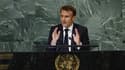 Le président français Emmanuel Macron prend la parole lors de la 77e session de l'Assemblée générale des Nations unies, le 20 septembre 2022 à New York.