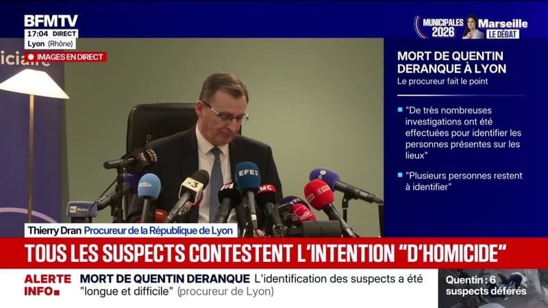 Mort de Quentin D. à Lyon: le procureur annonce l'ouverture "d'une information judiciaire criminelle" et requiert "la mise en examen du chef d'homicide volontaire pour les sept personnes présentées"