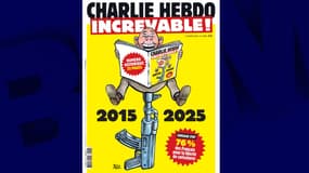 La Une du numéro spécial de Charlie Hebdo à paraître le 7 janvier 2025, pour les dix ans de l'attentat qui a décimé la rédaction du journal satirique. 