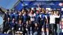L'équipe de France de cyclisme sur route célébrant la victoire de Christophe Laporte aux championnats d'Europe le 24 septembre 2023
