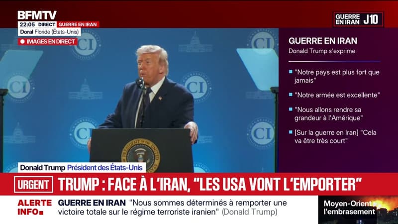 Guerre au Moyen-Orient: "Nous n'allons pas nous arrêter jusqu'à ce que l'ennemi soit complètement et définitivement éliminé", affirme Donald Trump
