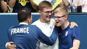 Alexis Lebrun et Félix Lebrun après la médaille de bronze de Félix aux JO de Paris (le 04/08/2024)