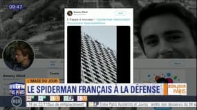 L'image du jour: le nouvel exploit du "spiderman" français qui a escaladé la Tour Ariane de la Défense à mains nues ce mercredi