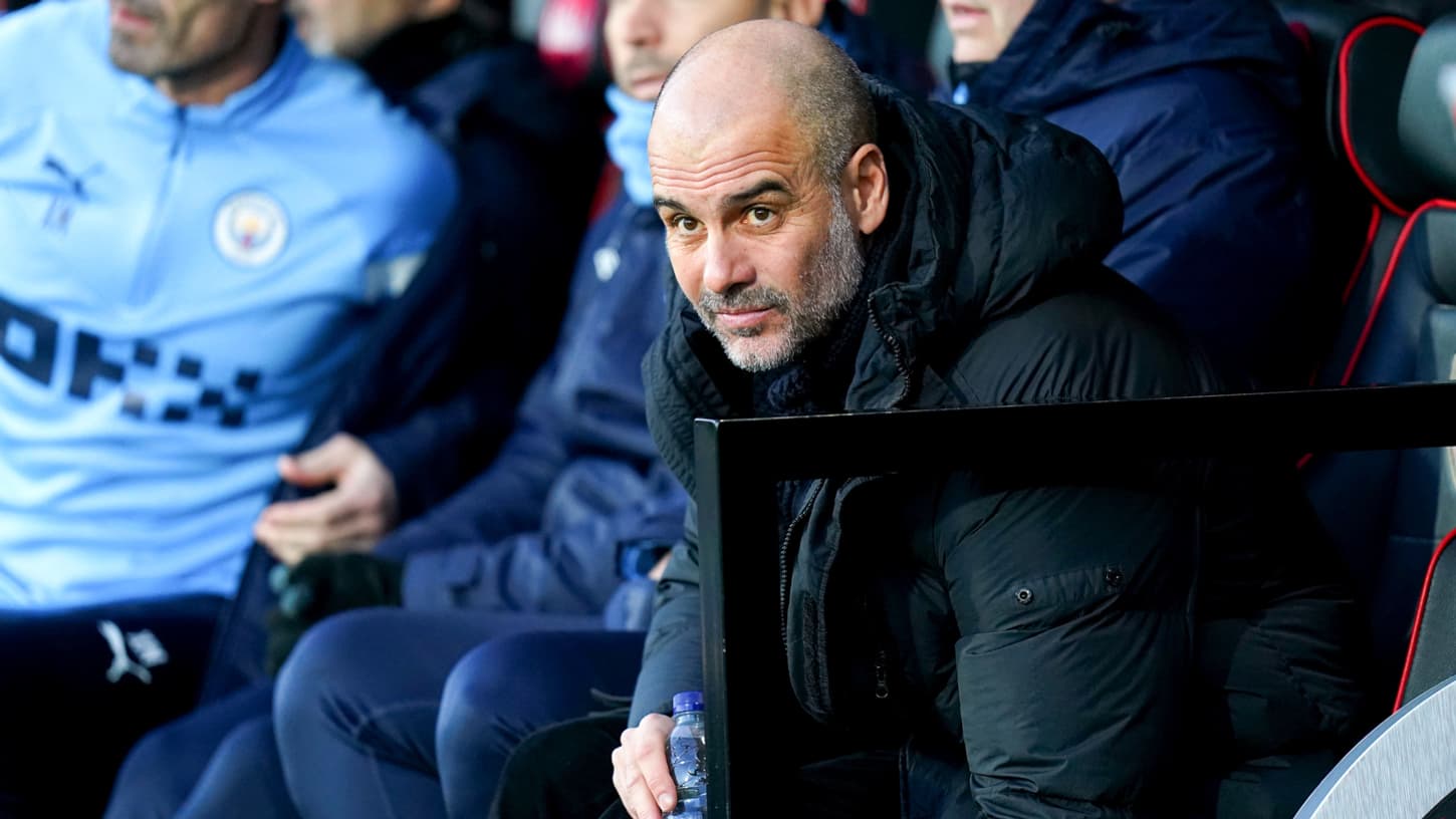 Pep Guardiola pendant un match de Premier League en février 2023