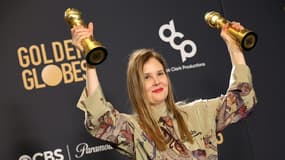 Justine Triet lors des Golden Globes 2024 à Beverly Hills en Californie