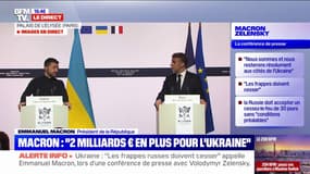 "Je ne laisserai réécrire aucunement l'histoire par certains": Emmanuel Macron réaffirme son soutien à Volodymyr Zelensky