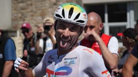 Le coureur français Pierre Latour le 30 mai 2025 sur les Boucles de la Mayenne 