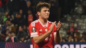 Les larmes de Joao Neves après Benfica-Toulouse (0-0, Ligue Europa), le 22 février 2024