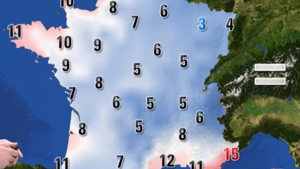 Les températures de ce mardi 5 décembre l'après-midi Les températures de ce mardi 5 décembre l'après-midi