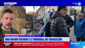 Les agriculteurs manifestent devant le palais de justice de Tarascon