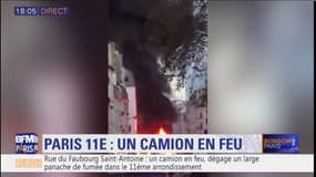 Un camion en feu dans le 11e arrondissement de Paris, le feu est maîtrisé 