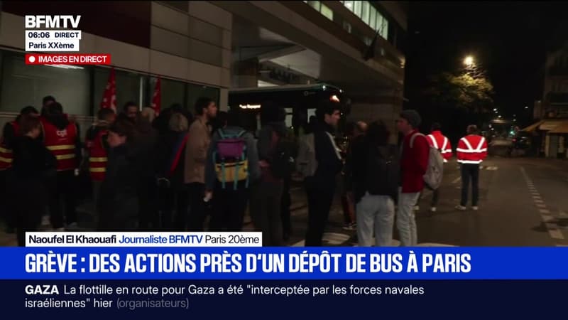 GrÃ¨ve du 2 octobre: une action en cours Ã  un dÃ©pÃ´t de bus de la RATP dans le XXÃ¨me...