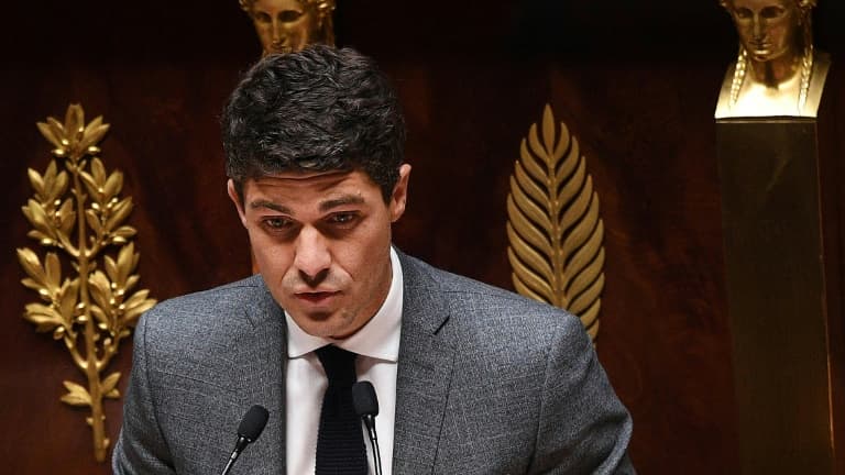 Aurélien Pradié à l'Assemblée nationale le 28 avril 2020