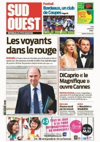 La Une de Sud Ouest jeudi 16 mai 2013. La Une de Sud Ouest jeudi 16 mai 2013.