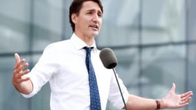 Le Premier ministre canadien et chef du parti libéral Justin Trudeau, prononce un discours de campagne le 13 septembre 2021, à Vancouver, au Canada