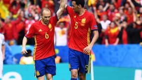 Andrés Iniesta et Sergio Busquets 