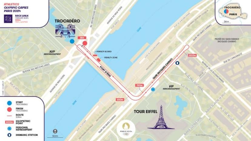 Parcours de la marche athlétique à Paris 2024 Parcours de la marche athlétique à Paris 2024