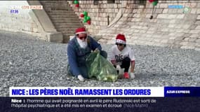 Nice: des bénévoles nettoient la plage déguisés en père Noël