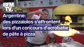 Des pizzaïolos s'affrontent lors d'un concours d'acrobatie de pâte à pizza 