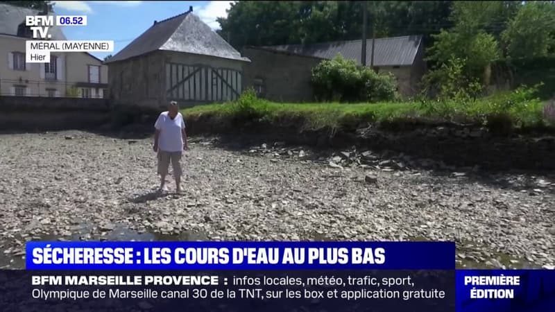 Sécheresse: les habitants de Méral en Mayenne désemparés face à leur rivière à sec