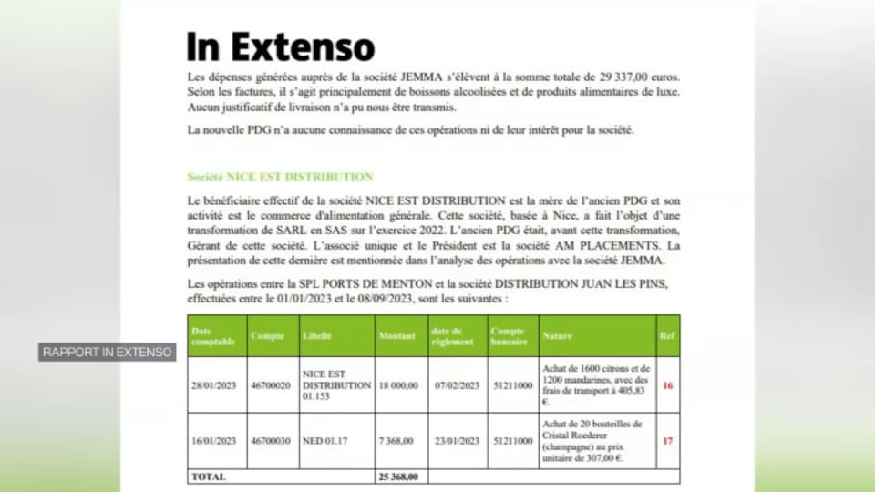 BFM Nice Côte d'Azur a eu accès au rapport in extenso de 2023 sur la Société des ports de Menton et on retrouve bien un règlement de 5.600 euros adressé à Studio Média.