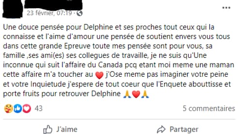Capture d'écran Facebook de groupe de soutien à Delphine Jubillar (1).