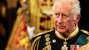 Charles (alors encore prince), le 10 mai 2022 à l'ouverture du Parlement. 