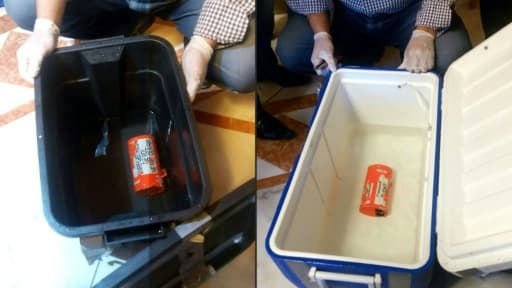 Photo fournie par l'aviation civile égyptienneat des deux boîtes noires du vol Egyptair qui s'est abîmé en Méditerranée en mai dernier
