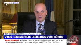 "Aller à l'école chercher du travail scolaire pour ses enfants est un motif familial impérieux", précise Jean-Michel Blanquer