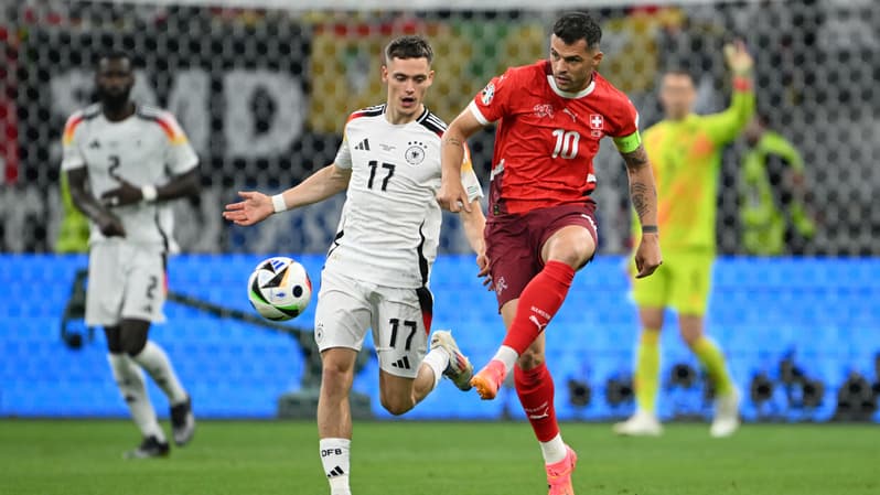 Florian Wirtz et Granit Xhaka lors de Suisse-Allemagne, le 23 juin 2024