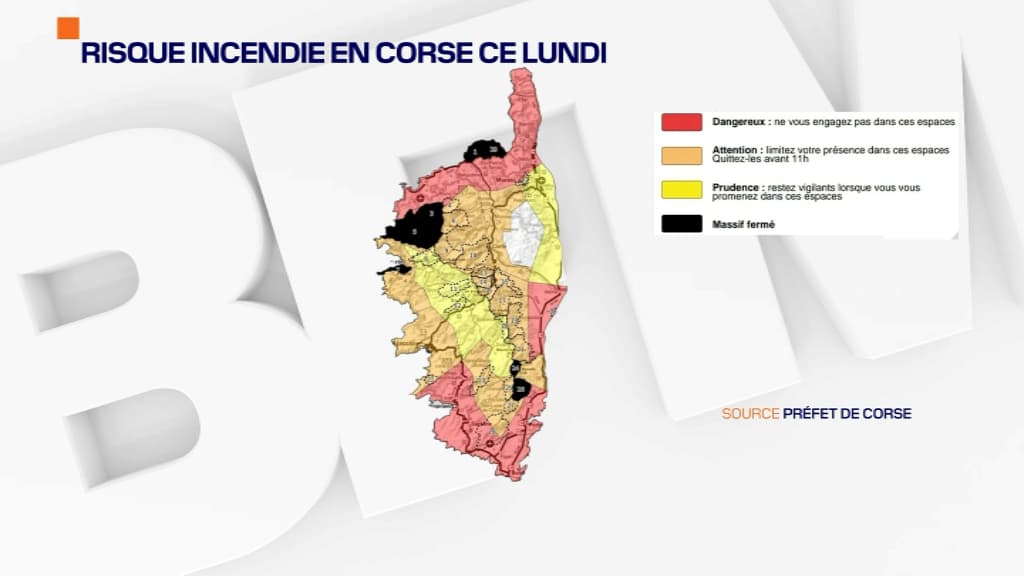 La carte de vigilance en Corse La carte de vigilance en Corse
