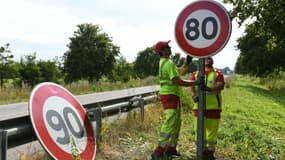 Un panneau de limitation à 80 km/h