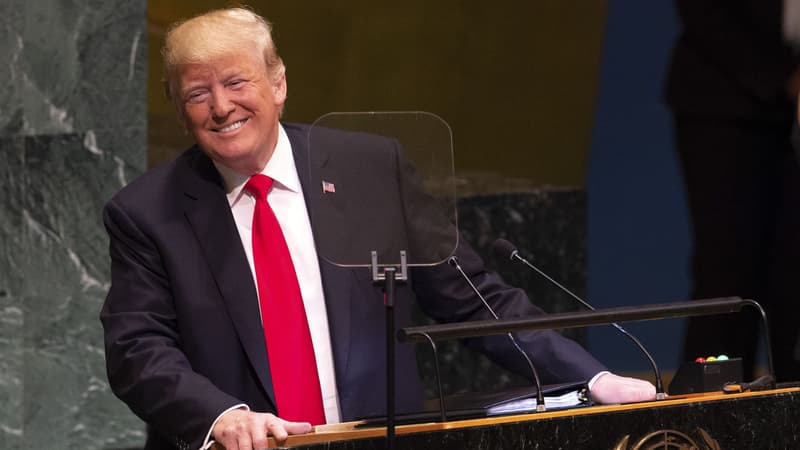 Donald Trump lors de son discours à la tribune de l'Assemblée générale des Nations unies, le 25 septembre 2018.
