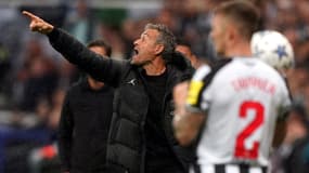 Luis Enrique lors de Newcastle-PSG (4-1, Ligue des champions), le 4 octobre 2023